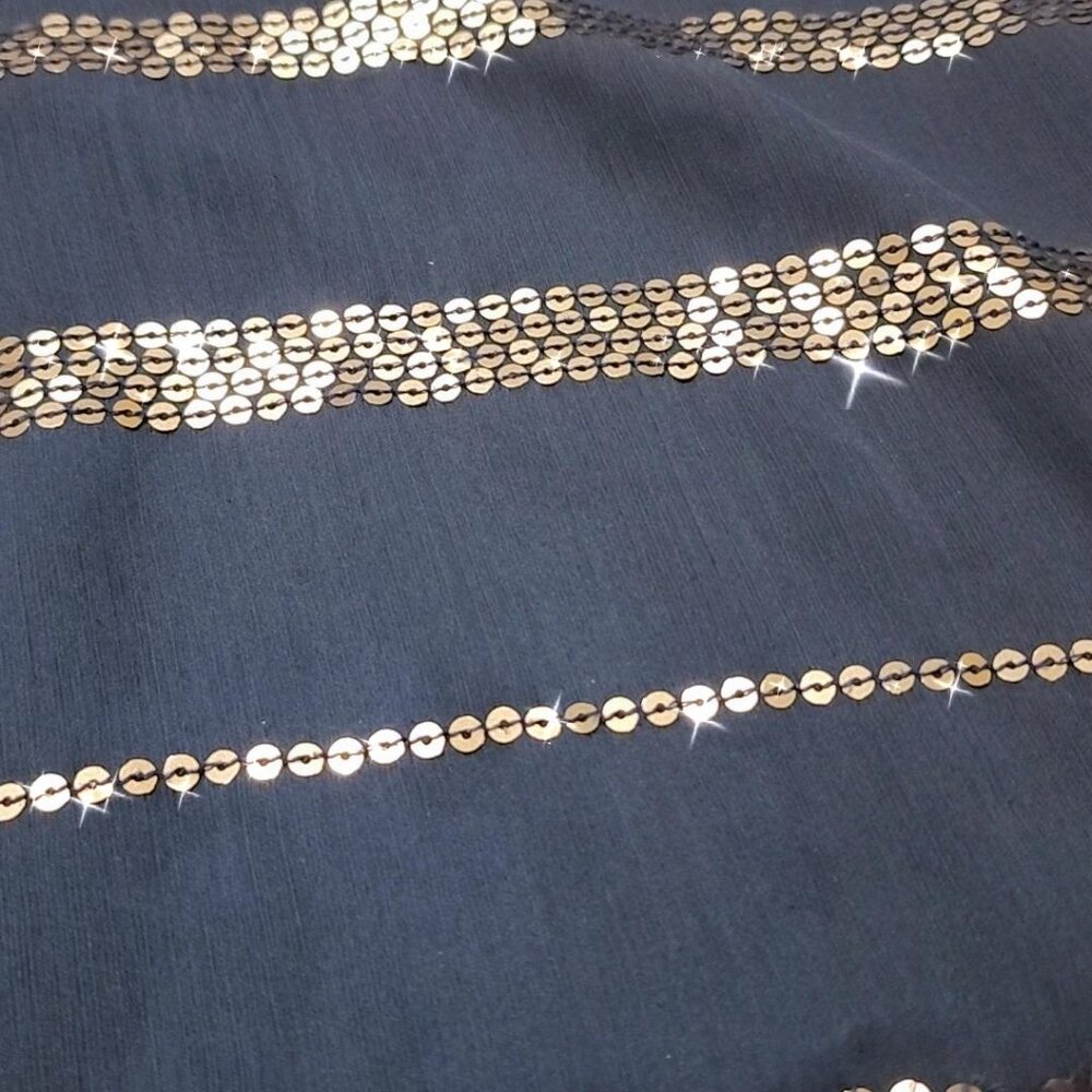 Abercrombie & Fitch Navy Gold Sequin Mesh Blouse Women's Size Small - Picture 7 of 7